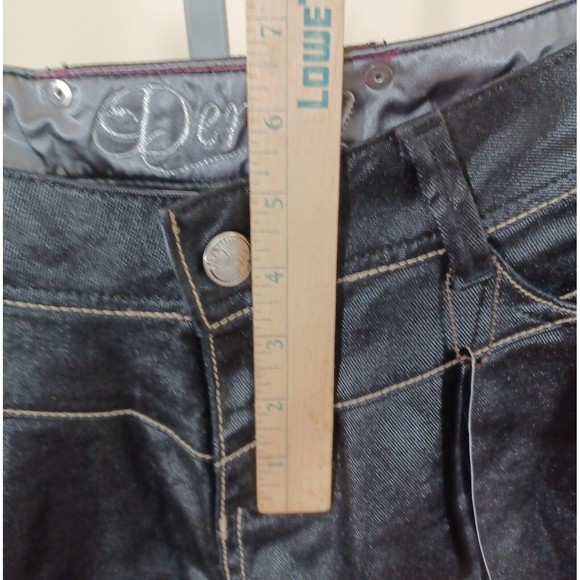 Dereon Skinny Pants Jeans Black Shiny Smooth Embroidered Women US 14W NWT - Picture 9 of 9